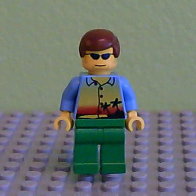 LEGO Minifigure-Sunset and Palm Trees - Green Legs, Reddish Brown Male Hair, Sunglasses-Town / City-CTY305-Creative Brick Builders